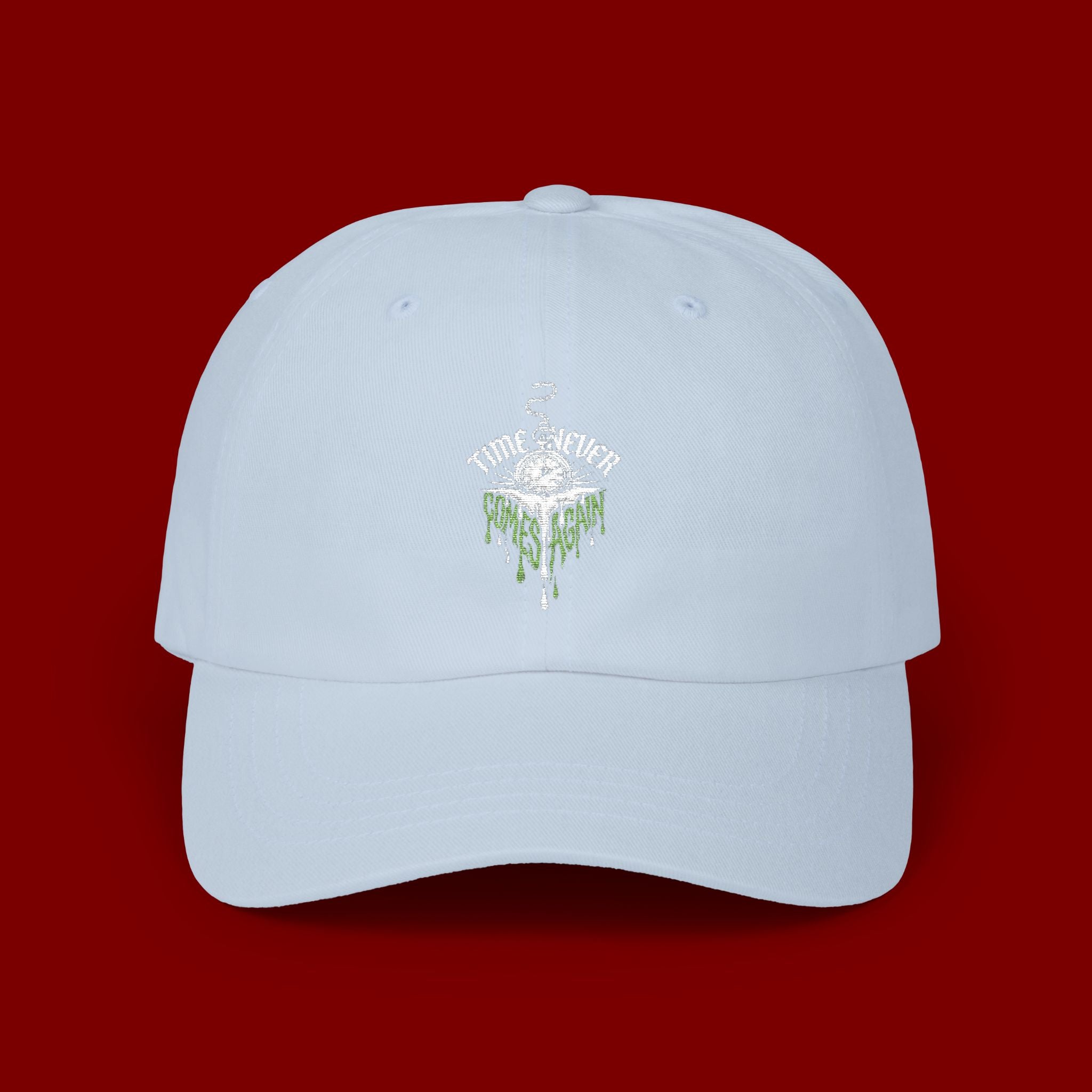 Dad Cap — Minimal Green Plant Drip Embroidered Hat