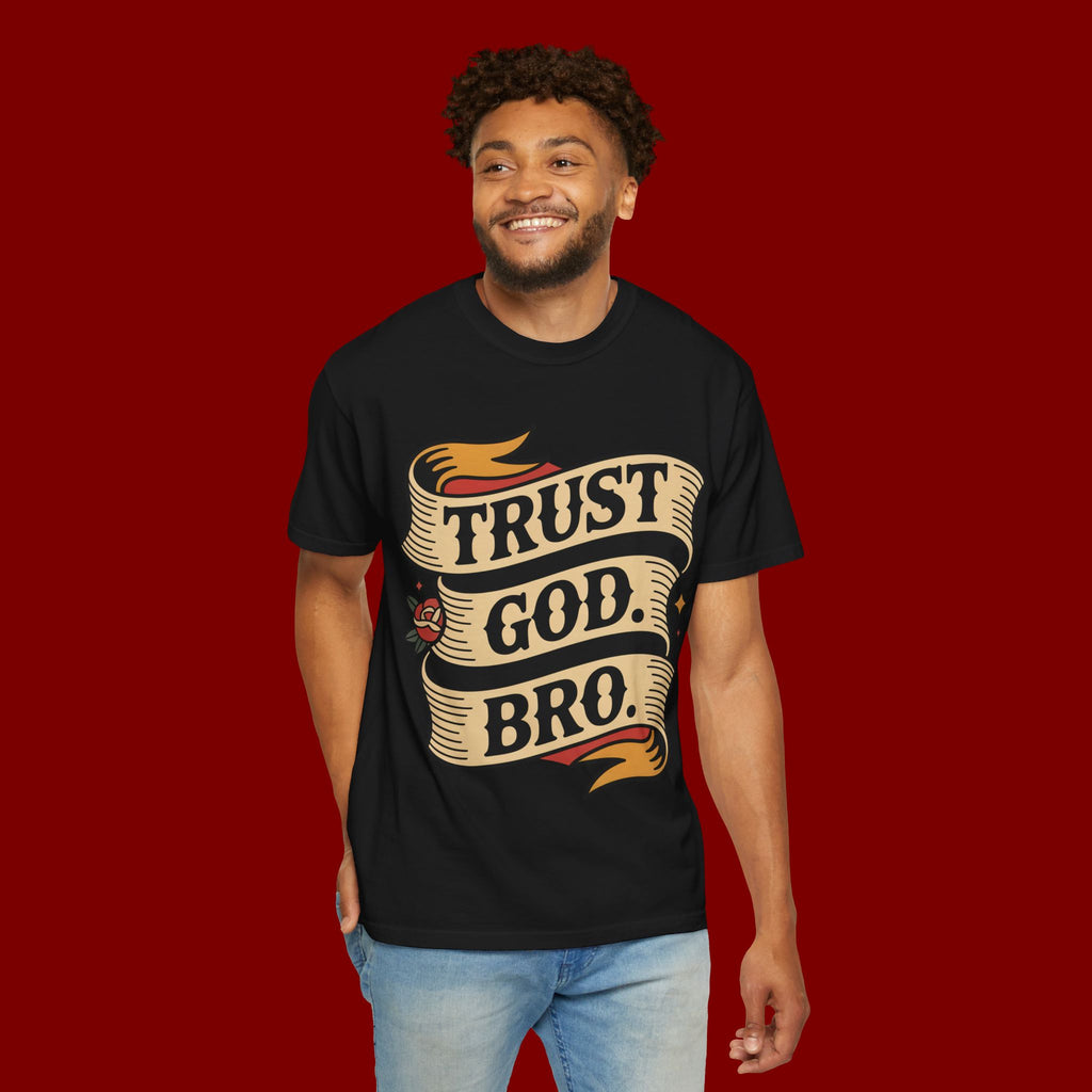 Trust God, Bro T-Shirt — Retro Ribbon Faith Tee