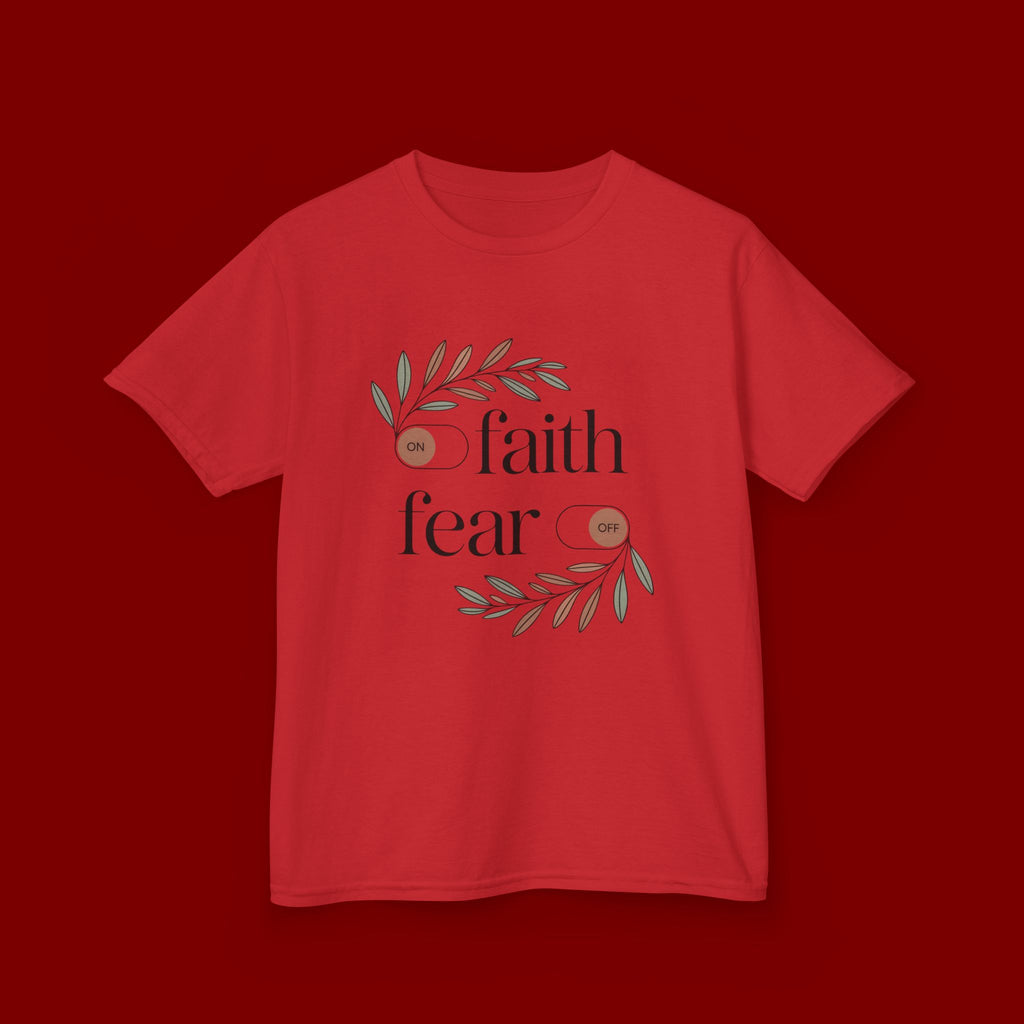Faith Over Fear Kids T‑Shirt — Floral Inspirational Tee for Boys & Girls