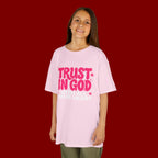 Kids Tee — "Trust in God" Pink Faith Graphic Shirt