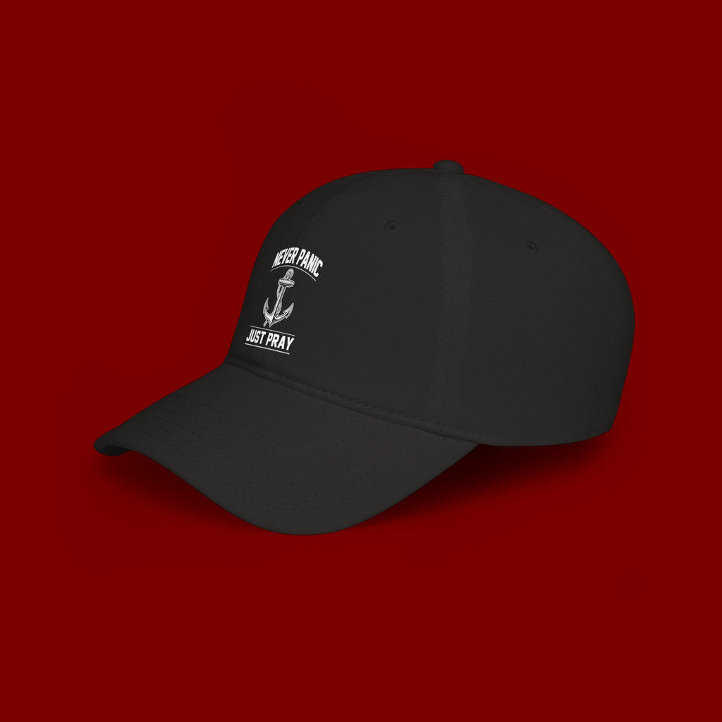 Never Panic Just Pray Anchor Baseball Cap — Faith-Inspired Low Profile Hat