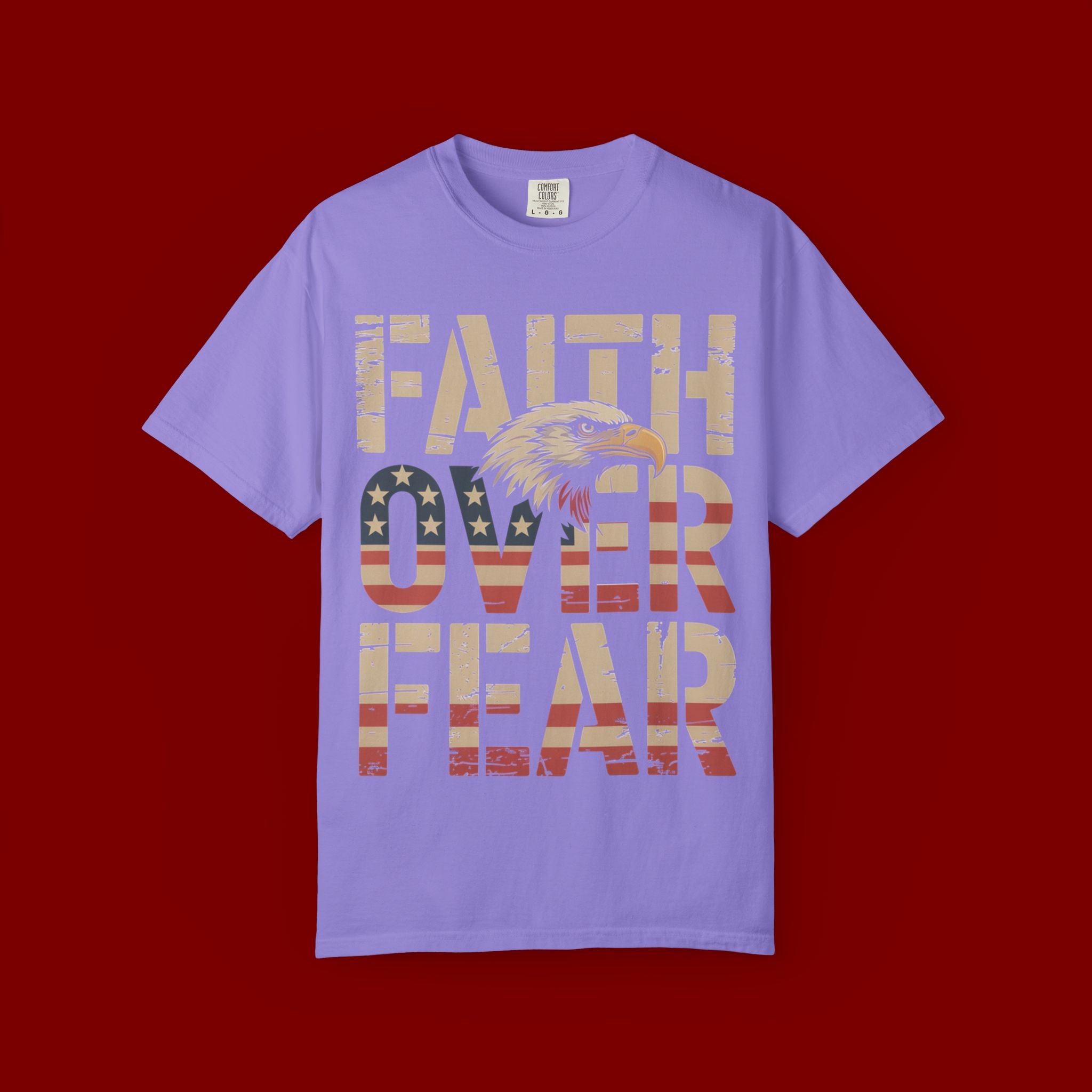 Faith Over Fear T-Shirt — Patriotic Eagle Graphic Tee