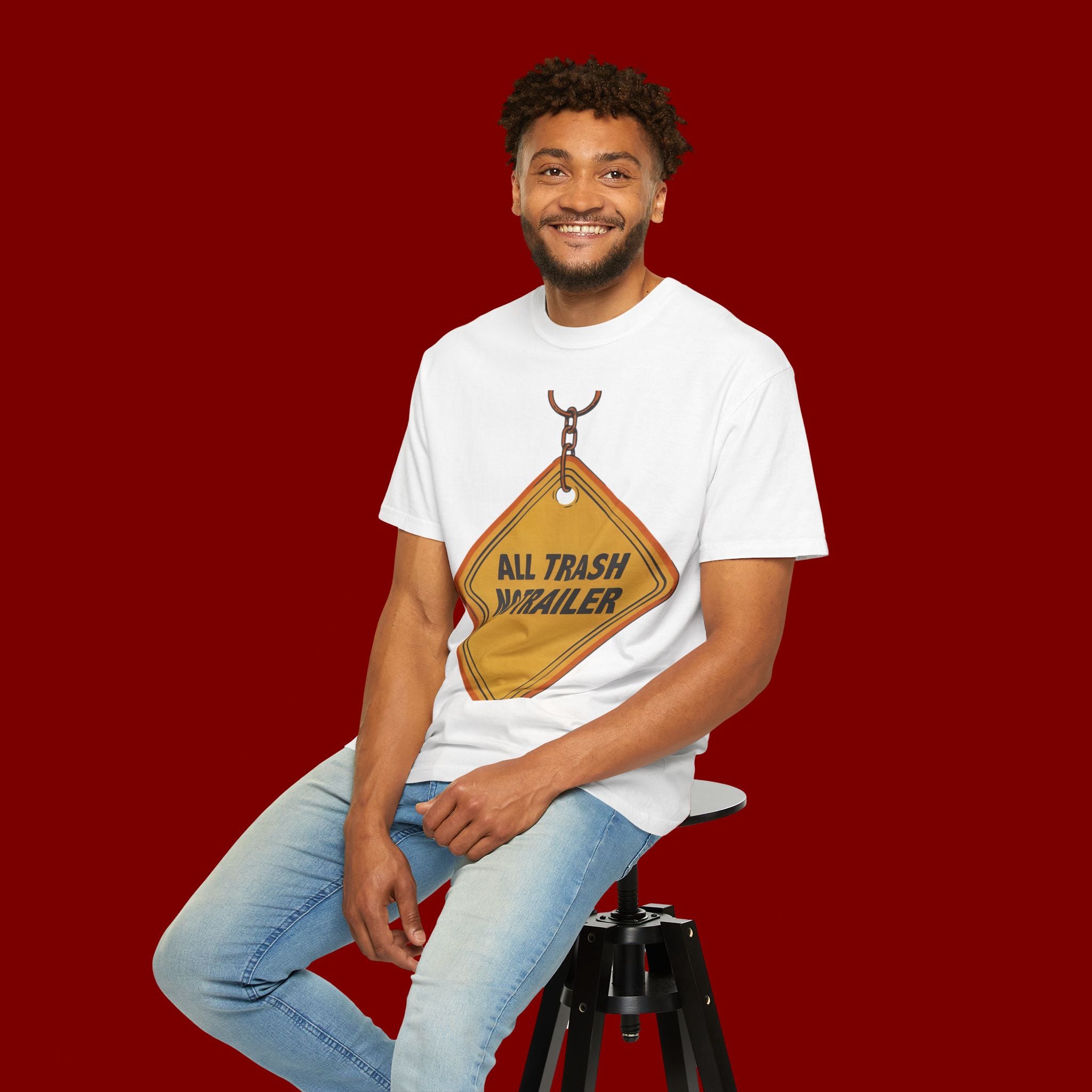 Funny Road Sign T-Shirt — "All Trash No Trailer" Graphic Tee