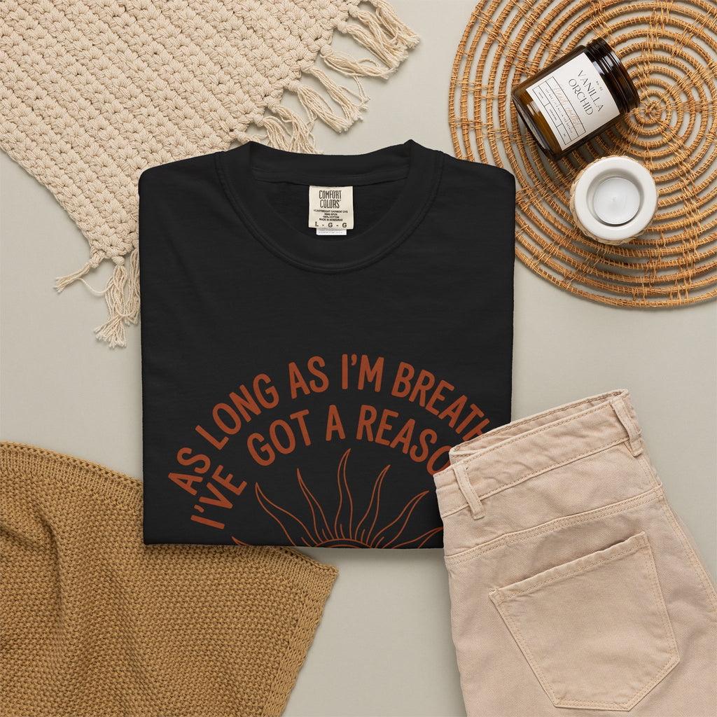 Praise the Lord T-Shirt — Christian Faith Tee with 'As Long As I'm Breathing I've Got a Reason to Praise the Lord' Design