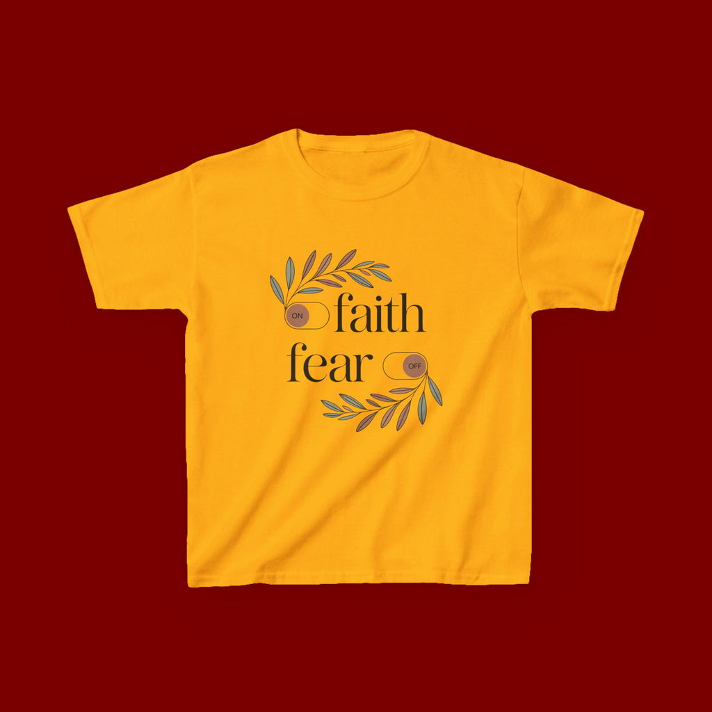 Faith Over Fear Kids T‑Shirt — Floral Inspirational Tee for Boys & Girls