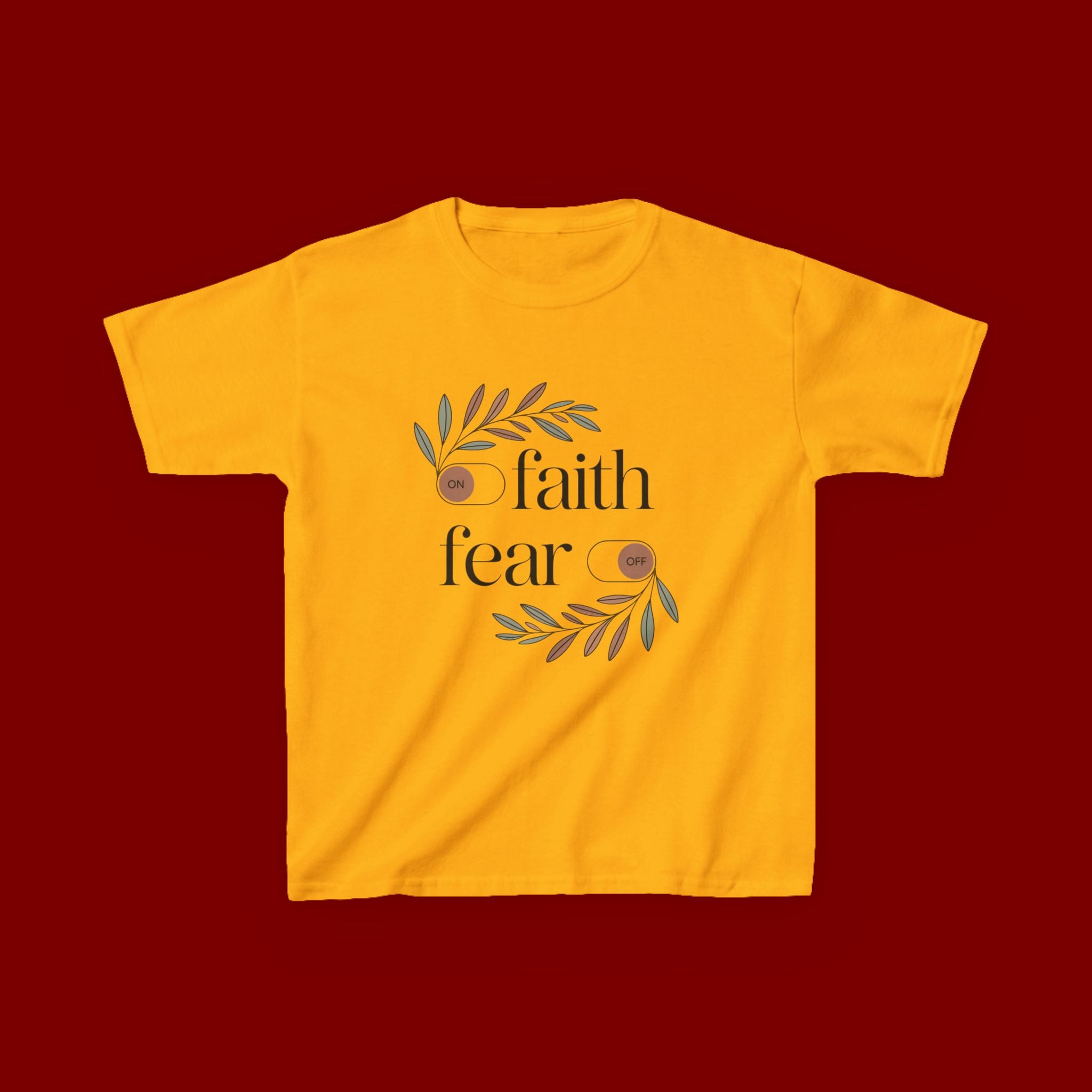 Faith Over Fear Kids T‑Shirt — Floral Inspirational Tee for Boys & Girls