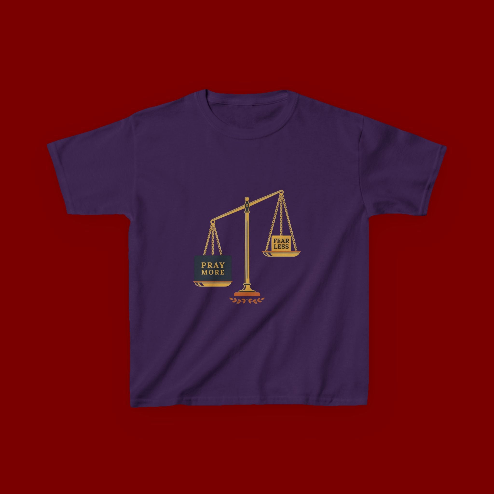 Kids Tee — Scales Design with 'Pray More' & 'Fear Less' Inspirational Graphic