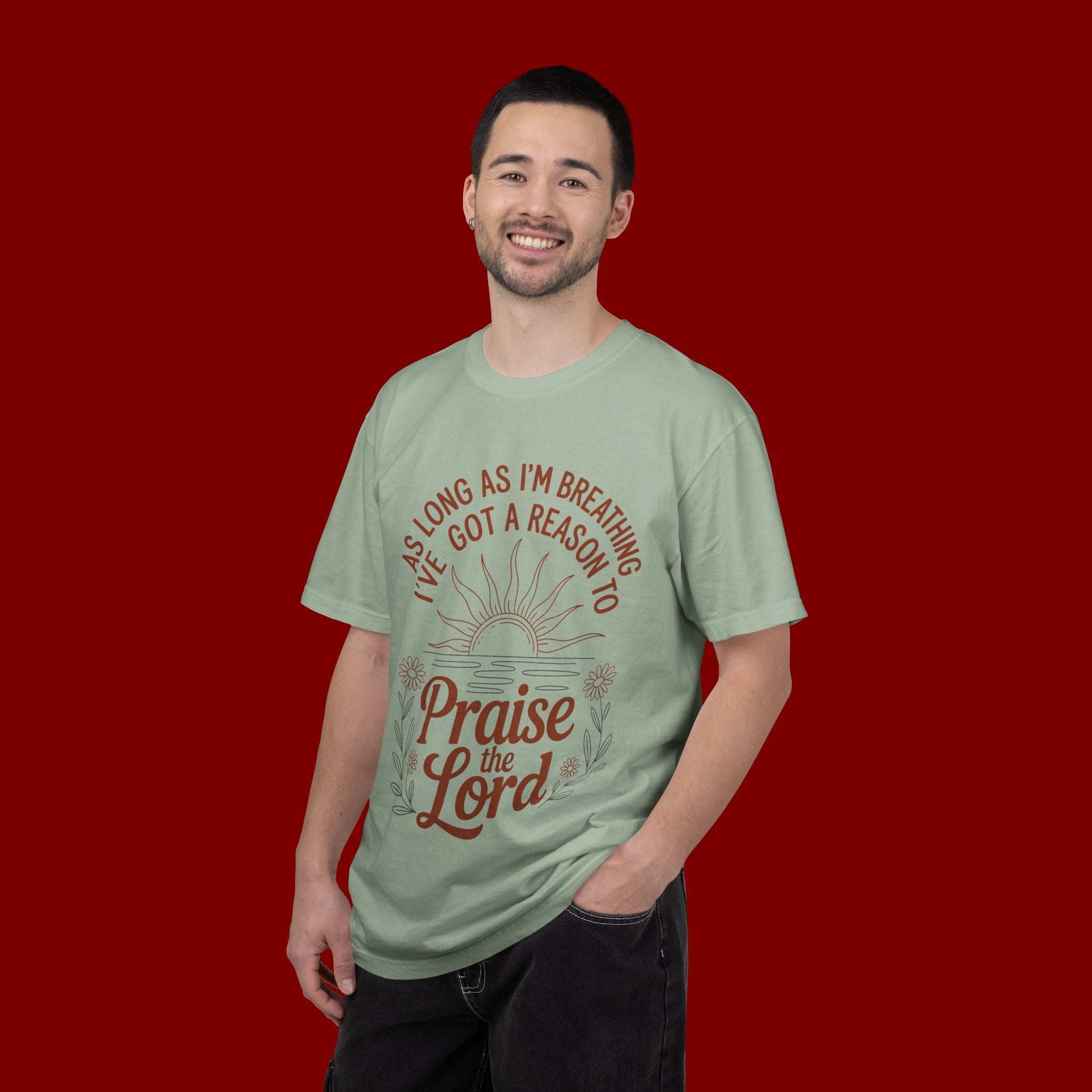 Praise the Lord T-Shirt — Christian Faith Tee with 'As Long As I'm Breathing I've Got a Reason to Praise the Lord' Design