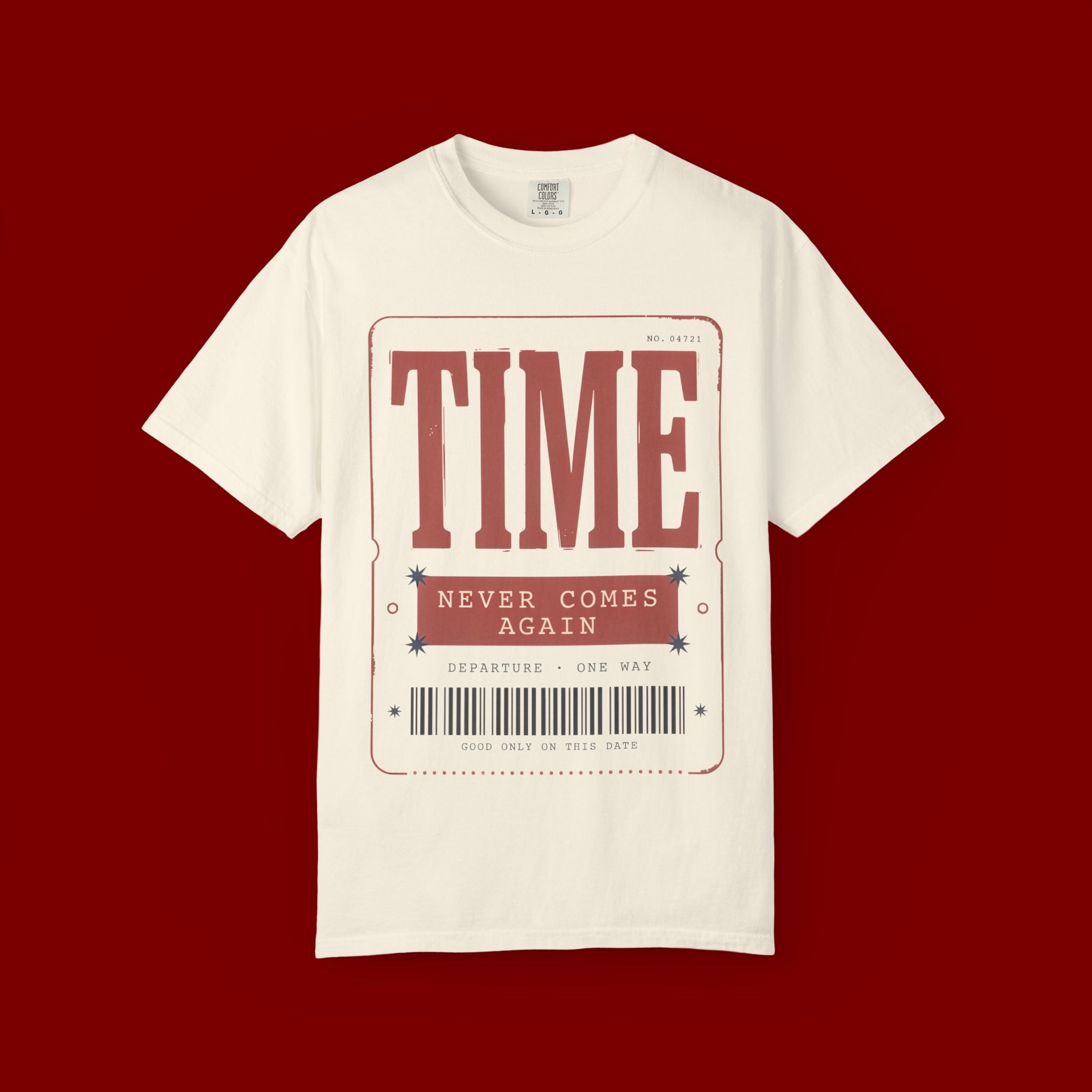 TIME Never Comes Again T-Shirt — Vintage Ticket Graphic Tee