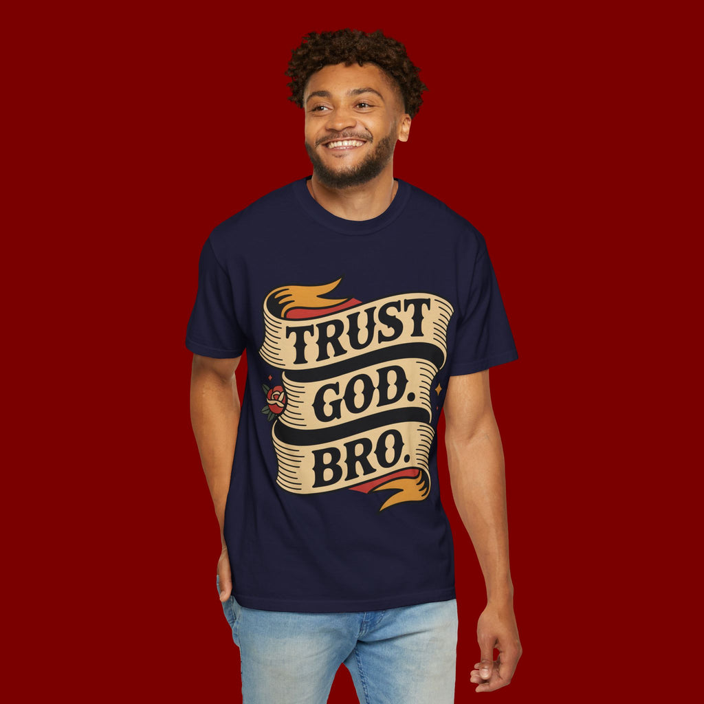 Trust God, Bro T-Shirt — Retro Ribbon Faith Tee