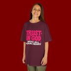 Kids Tee — "Trust in God" Pink Faith Graphic Shirt