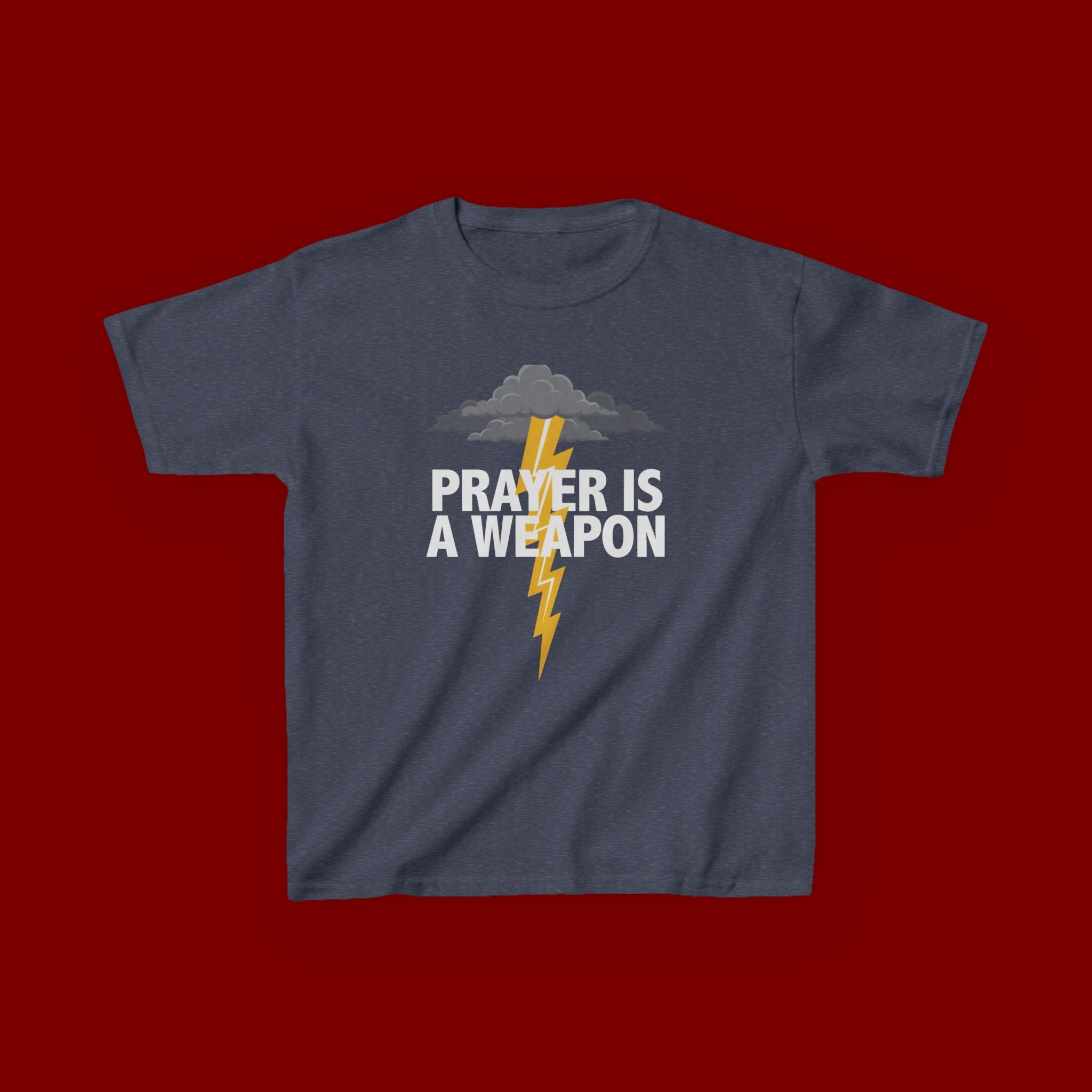 Kids Tee — "Prayer Is A Weapon" Lightning Graphic Christian Shirt
