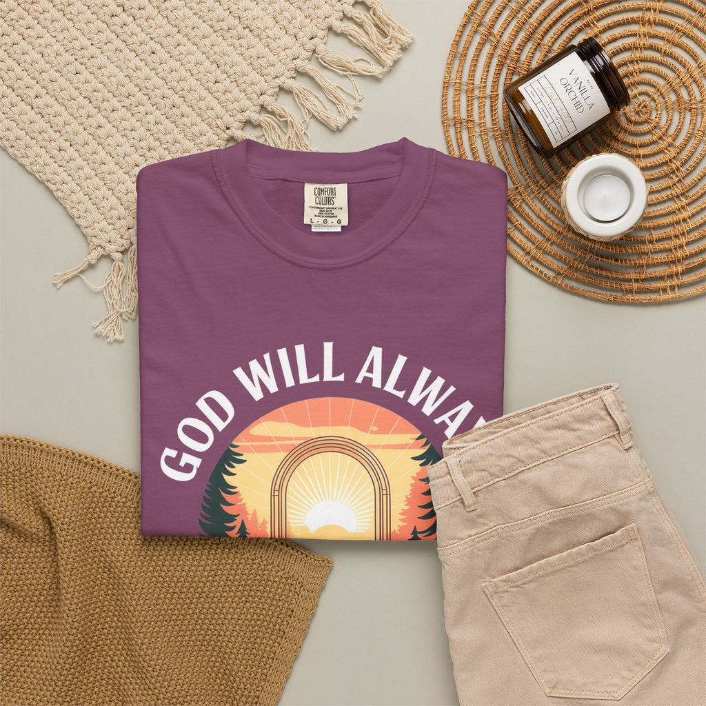 Make a Way Christian T-Shirt — 'God Will Always Make a Way' Sunset Faith Tee