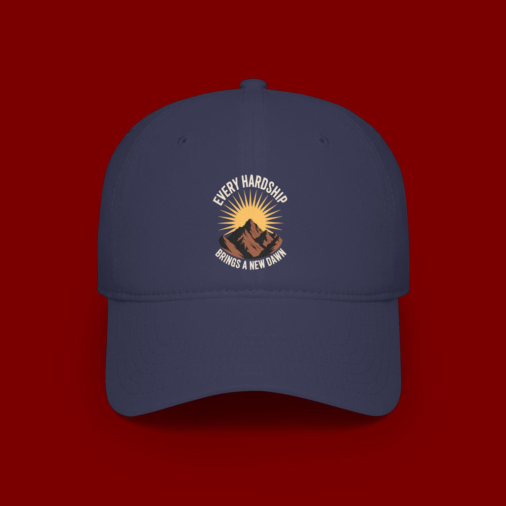Low Profile Baseball Cap — 'Every Hardship Brings a New Dawn' Sunrise Mountain Embroidered Hat
