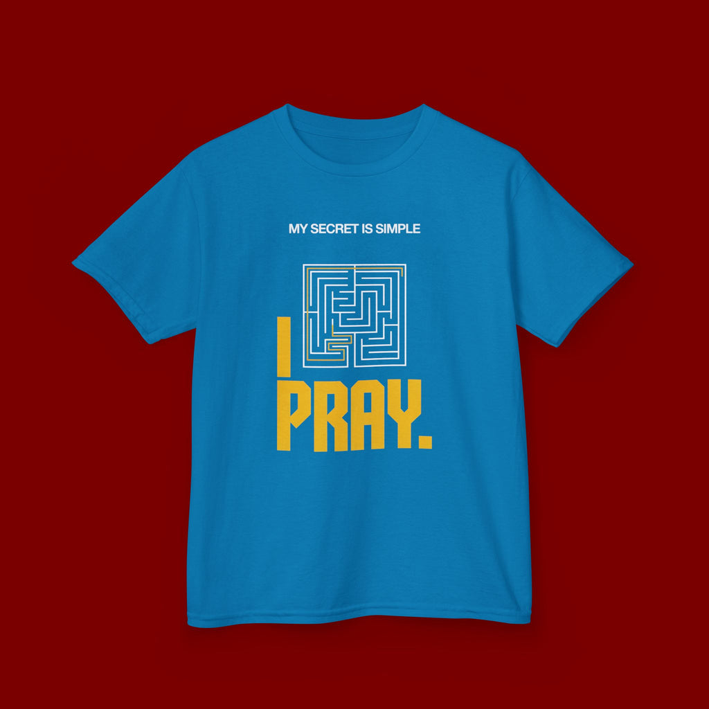 Kids Tee — "My Secret Is Simple: I Pray." Maze Faith T‑Shirt
