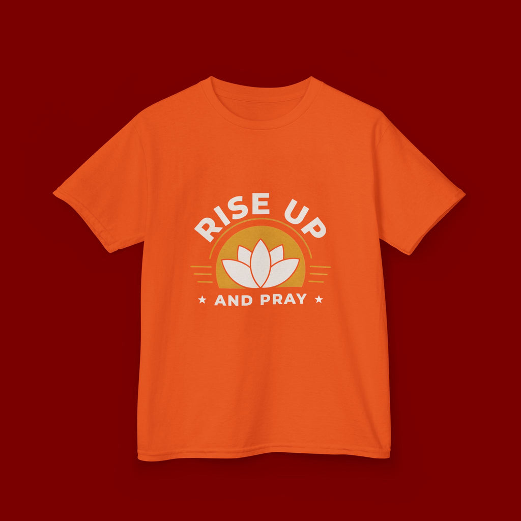 Kids T-Shirt - "Rise Up and Pray" Inspirational Christian Tee for Children