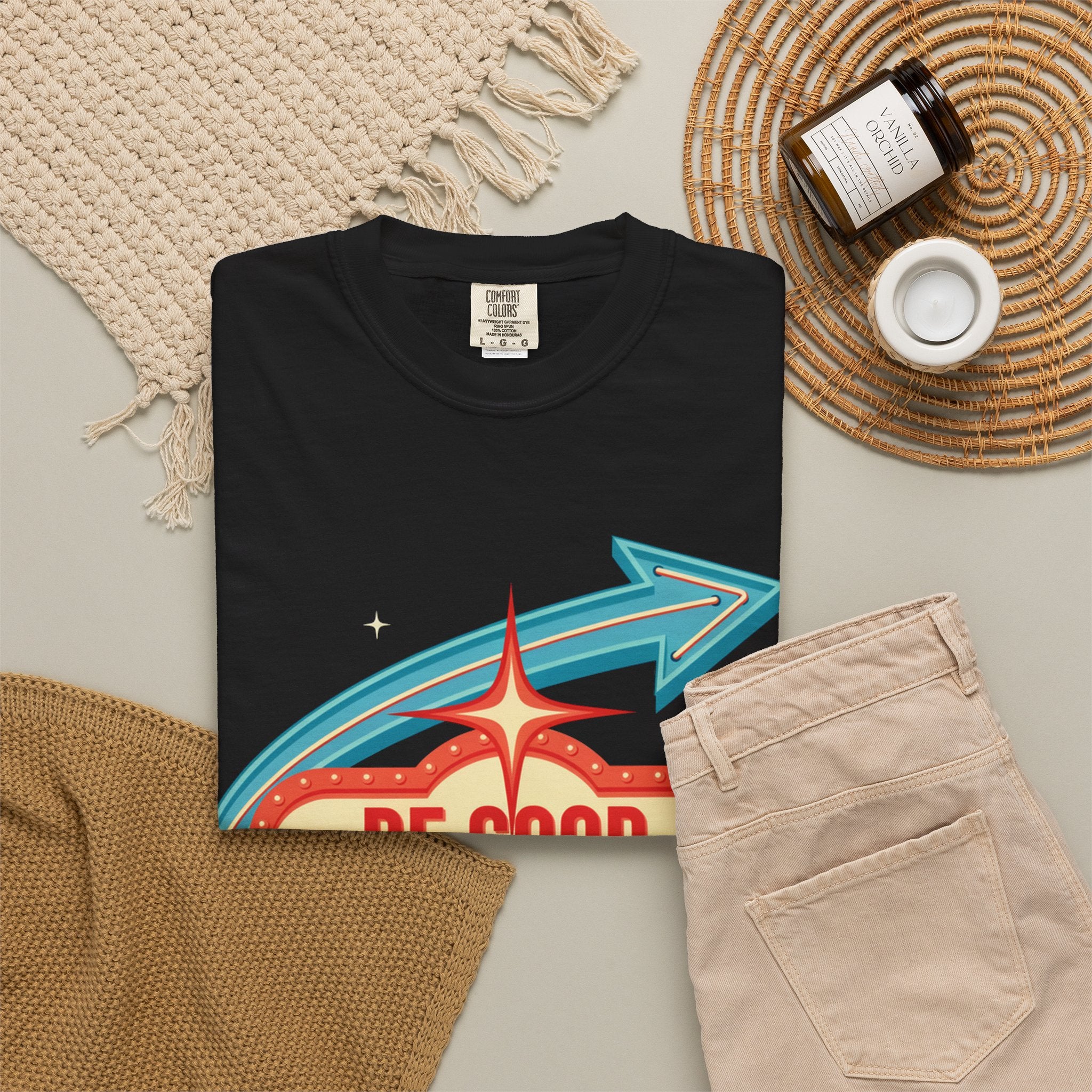 T-Shirt — "Be Good Do Good Feel Good" Retro Sign Graphic