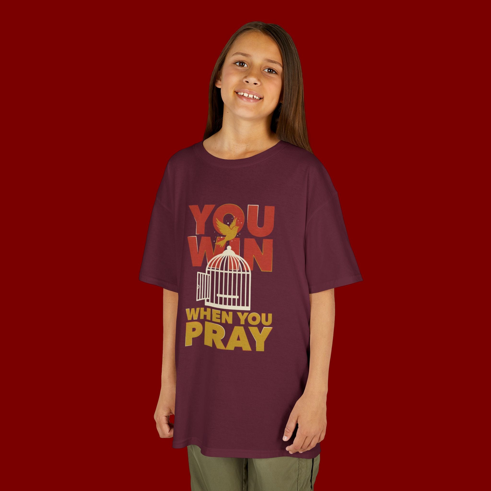 Kids Tee — "You Win When You Pray" Inspirational Christian Shirt