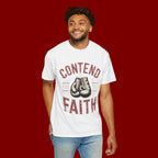 Contend for the Faith T-Shirt — Vintage Boxing Gloves Christian Tee