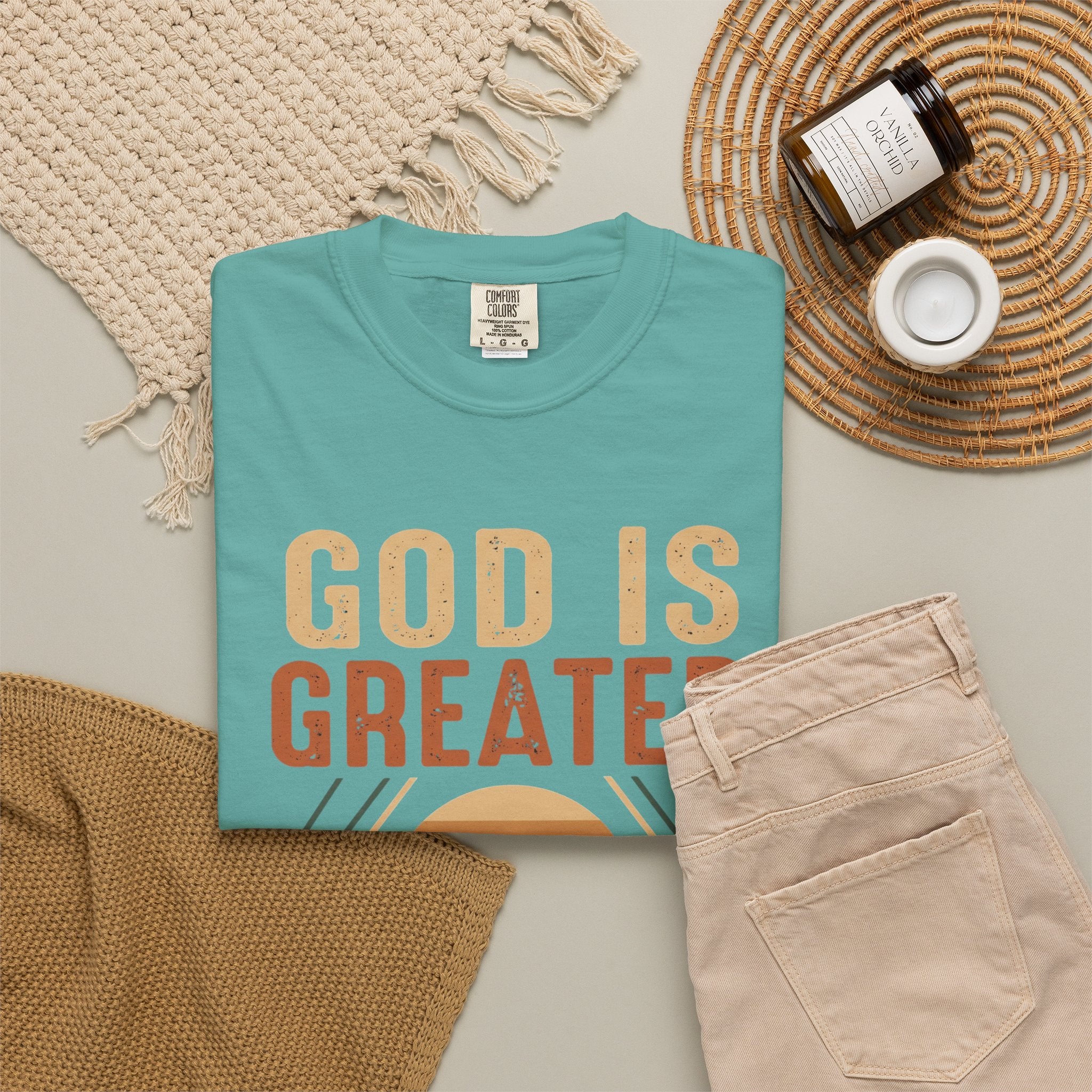 God Is Greater Mountain T-Shirt — Christian Faith Graphic Tee