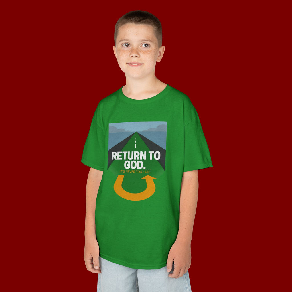 Kids Tee - "Return to God" Roadway Graphic Religious Youth Shirt