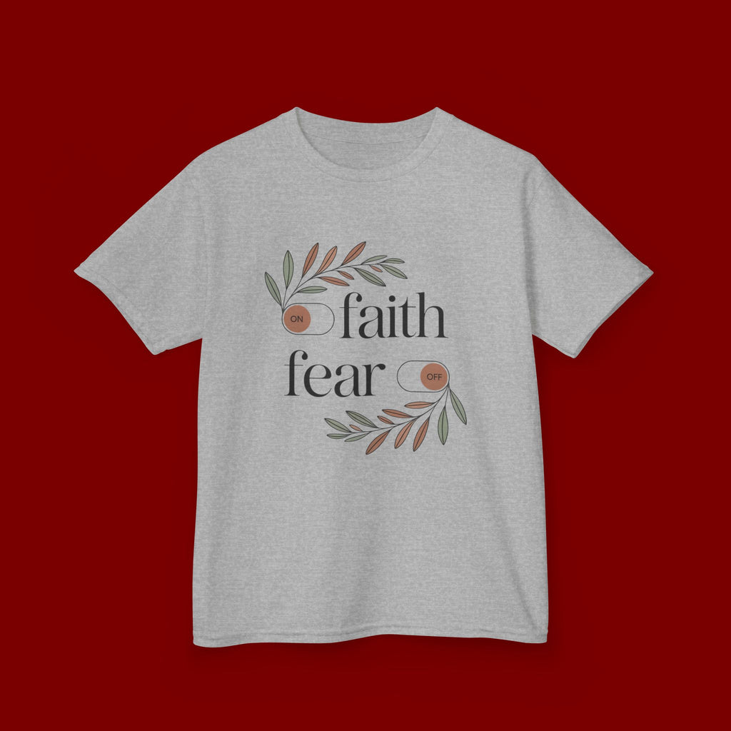 Faith Over Fear Kids T‑Shirt — Floral Inspirational Tee for Boys & Girls