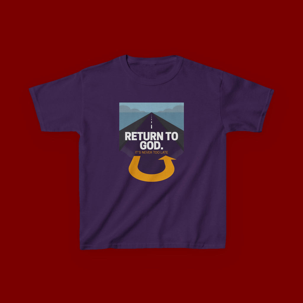Kids Tee - "Return to God" Roadway Graphic Religious Youth Shirt
