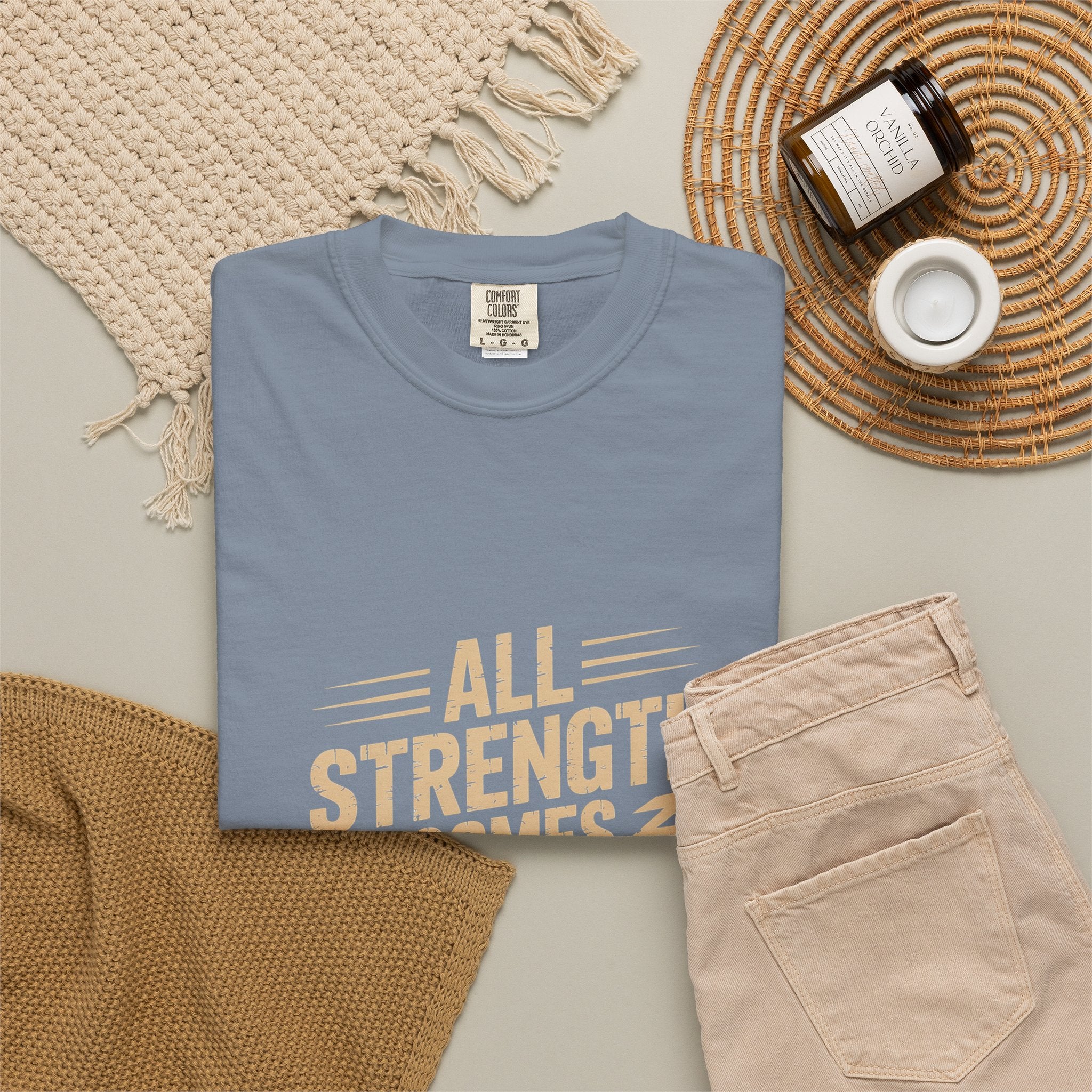 All Strength Comes From God T-Shirt — Christian Faith Graphic Tee