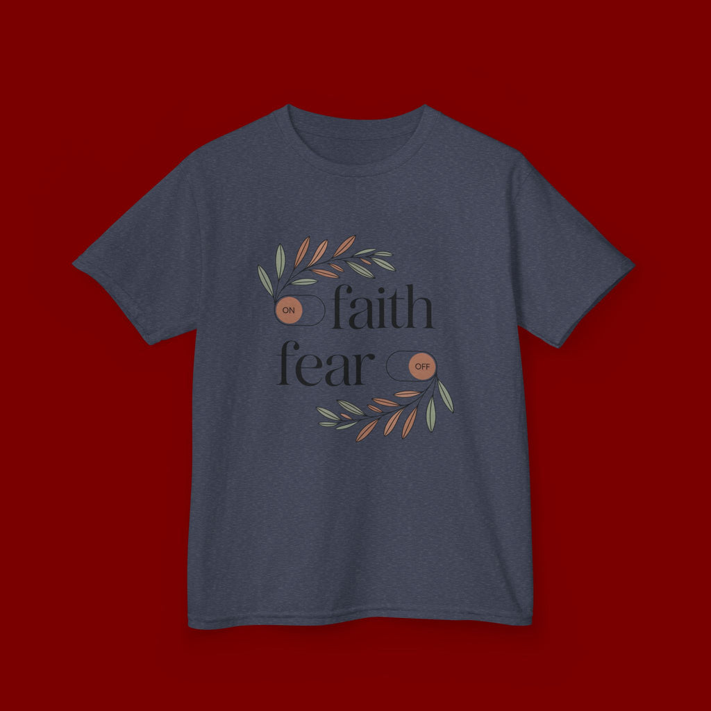 Faith Over Fear Kids T‑Shirt — Floral Inspirational Tee for Boys & Girls