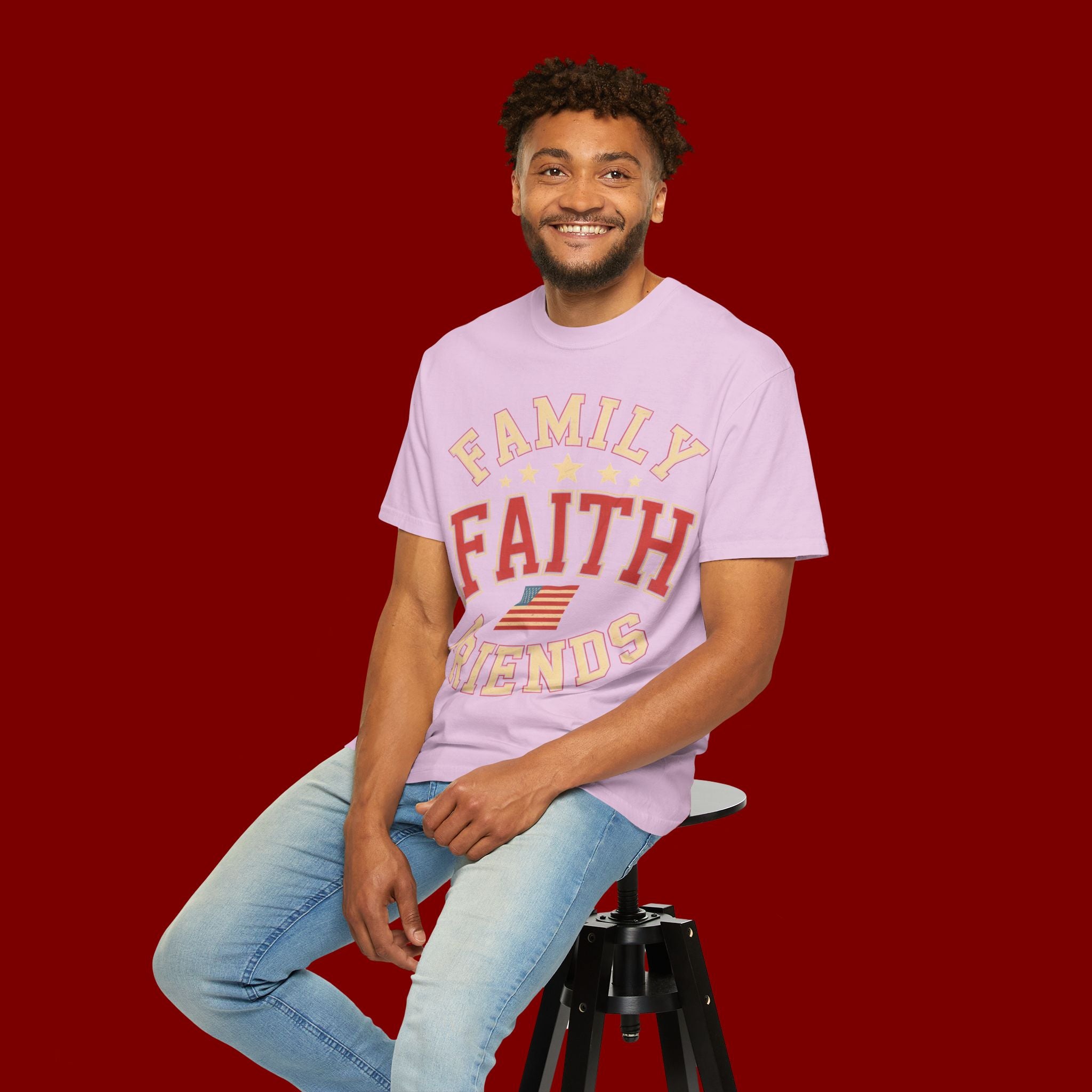 Family Faith Friends T-Shirt — Patriotic American Flag Tee