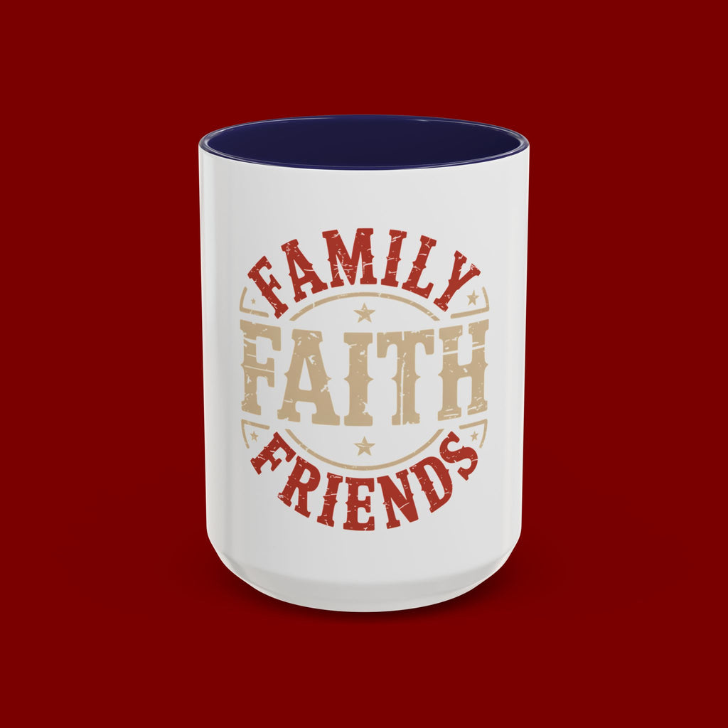 Faith Family Friends Accent Coffee Mug – Inspirational Religious Gift (11/15oz)