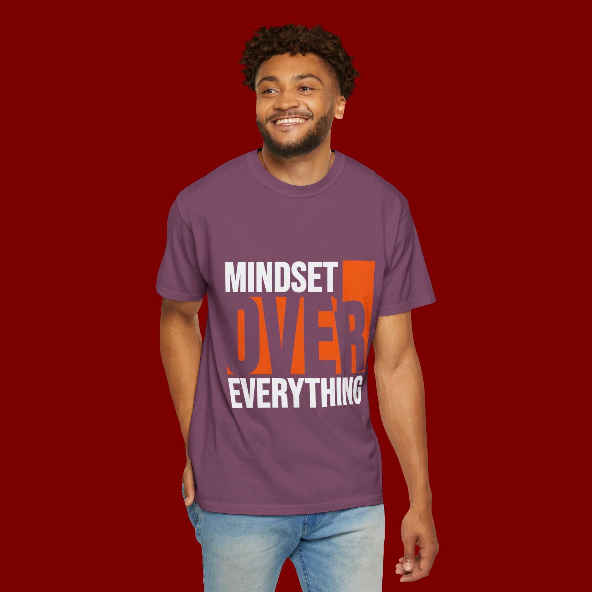 OVER Block Graphic T-Shirt — Bold Orange Minimalist Tee