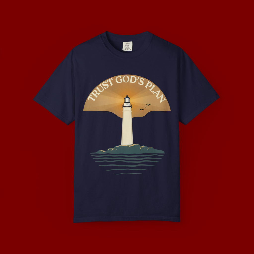 Trust God's Plan Lighthouse T-Shirt — Faith Coastal Tee