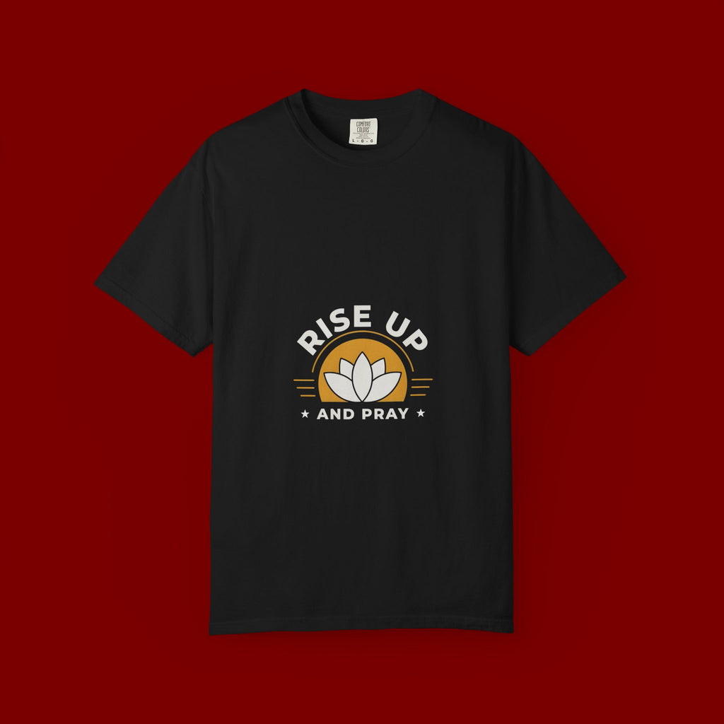 Rise Up and Pray T-Shirt — Spiritual Faith Graphic Tee with Lotus