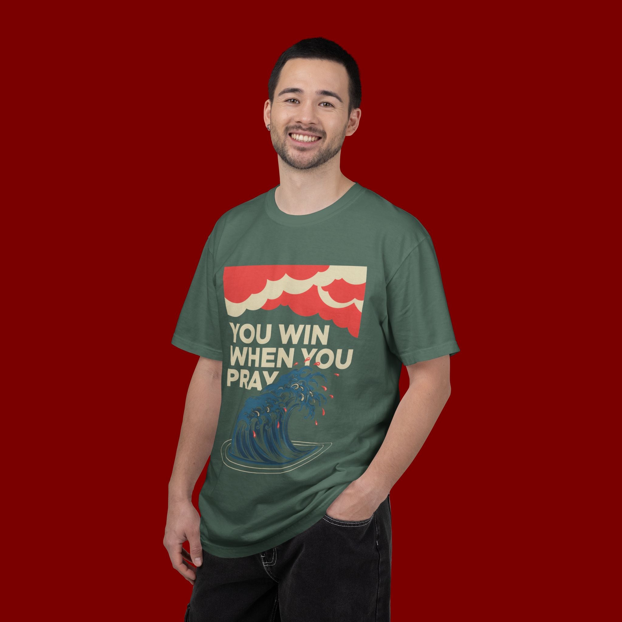 You Win When You Pray T-Shirt — Vintage Wave Faith Tee