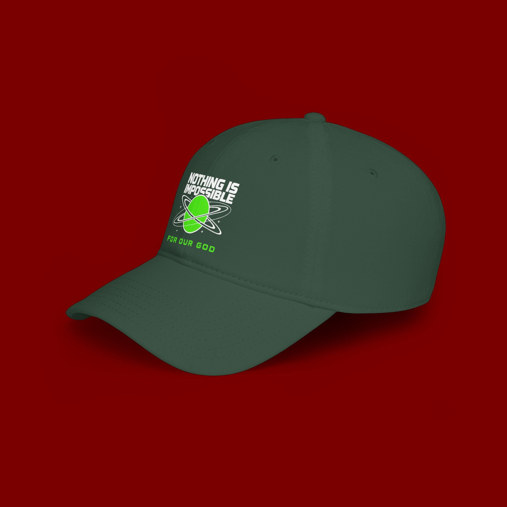 Nothing Is Impossible Baseball Cap — Faith-Inspired Green Planet Design