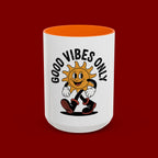 Good Vibes Only Coffee Mug - Retro Sun Cartoon Accent Mug (11/15oz)