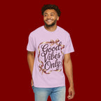 Good Vibes Only T-Shirt — Positive Message Graphic Tee with Ribbon Design