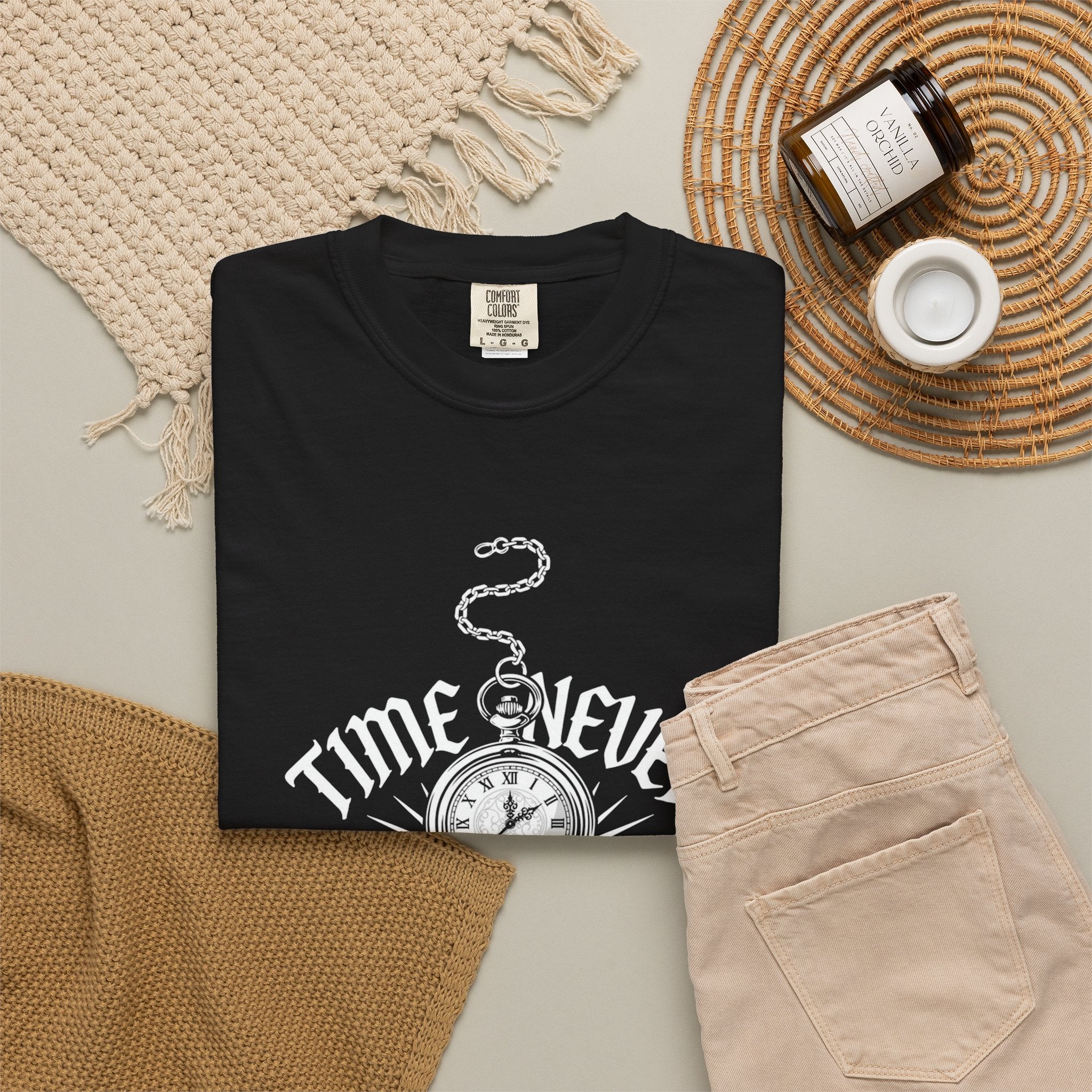 Time Never Comes Again T-Shirt — Vintage Pocket Watch Graphic Tee