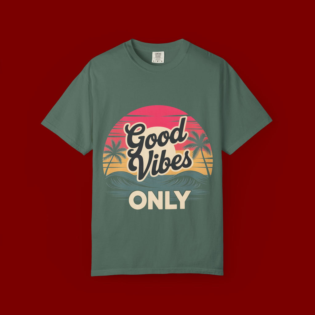 Good Vibes Only T-Shirt — Retro Sunset Palm Tee