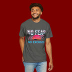 No Fear, No Excuses T-Shirt — Retro Sunset Palm Graphic Tee