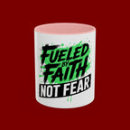 Accent Coffee Mug — "Fueled by Faith Not Fear" Inspirational Ceramic Mug (11/15 oz)