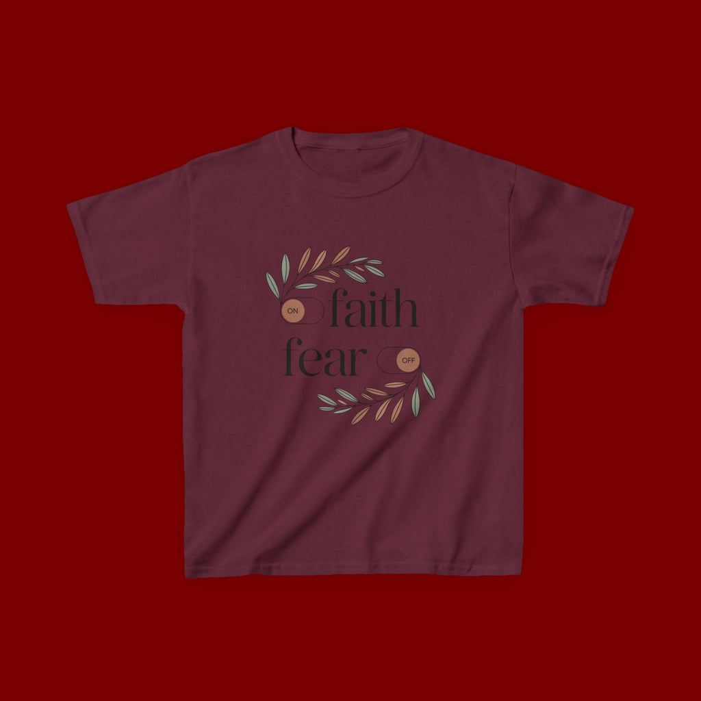 Faith Over Fear Kids T‑Shirt — Floral Inspirational Tee for Boys & Girls
