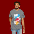 No Fear No Limits No Excuses T-Shirt — Motivational Graphic Tee
