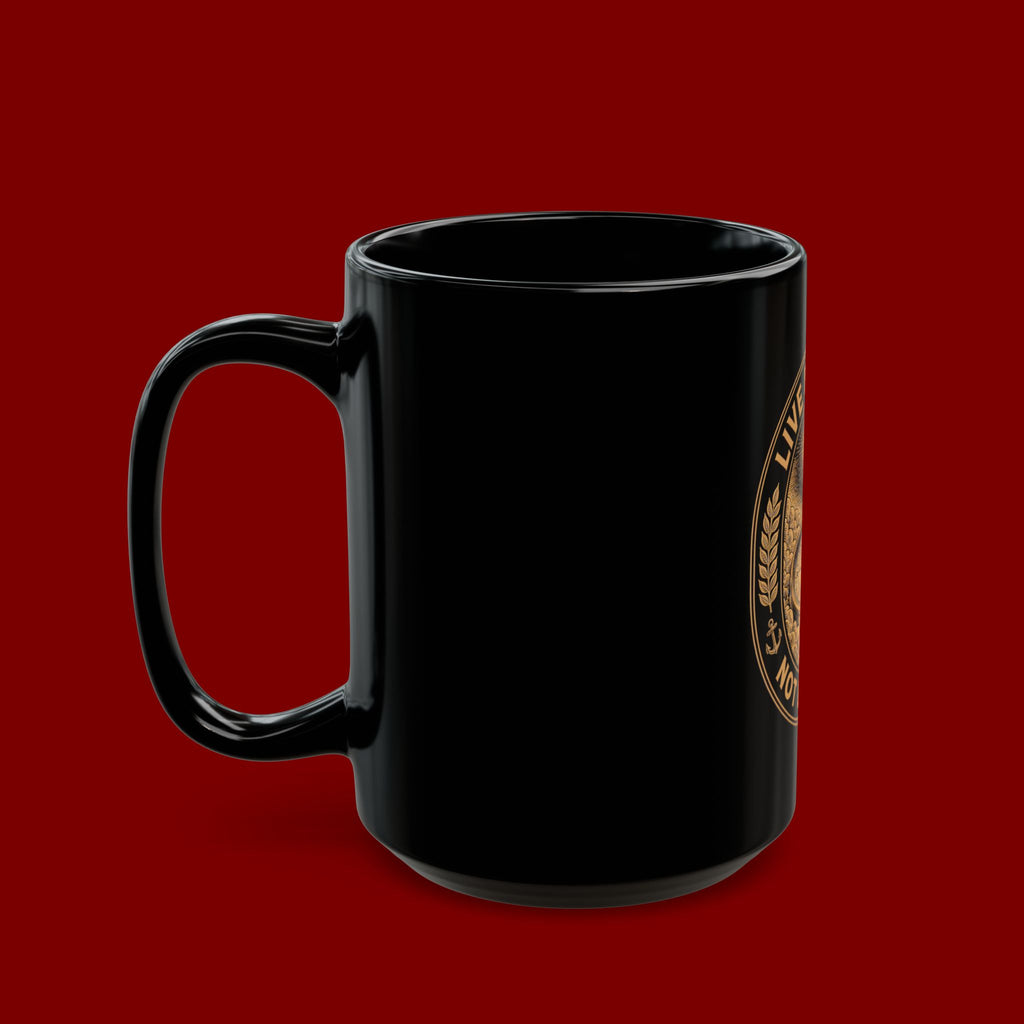 Live by Faith Black Mug — Inspirational Christian Coffee Cup ("Live by Faith Not by Sight")