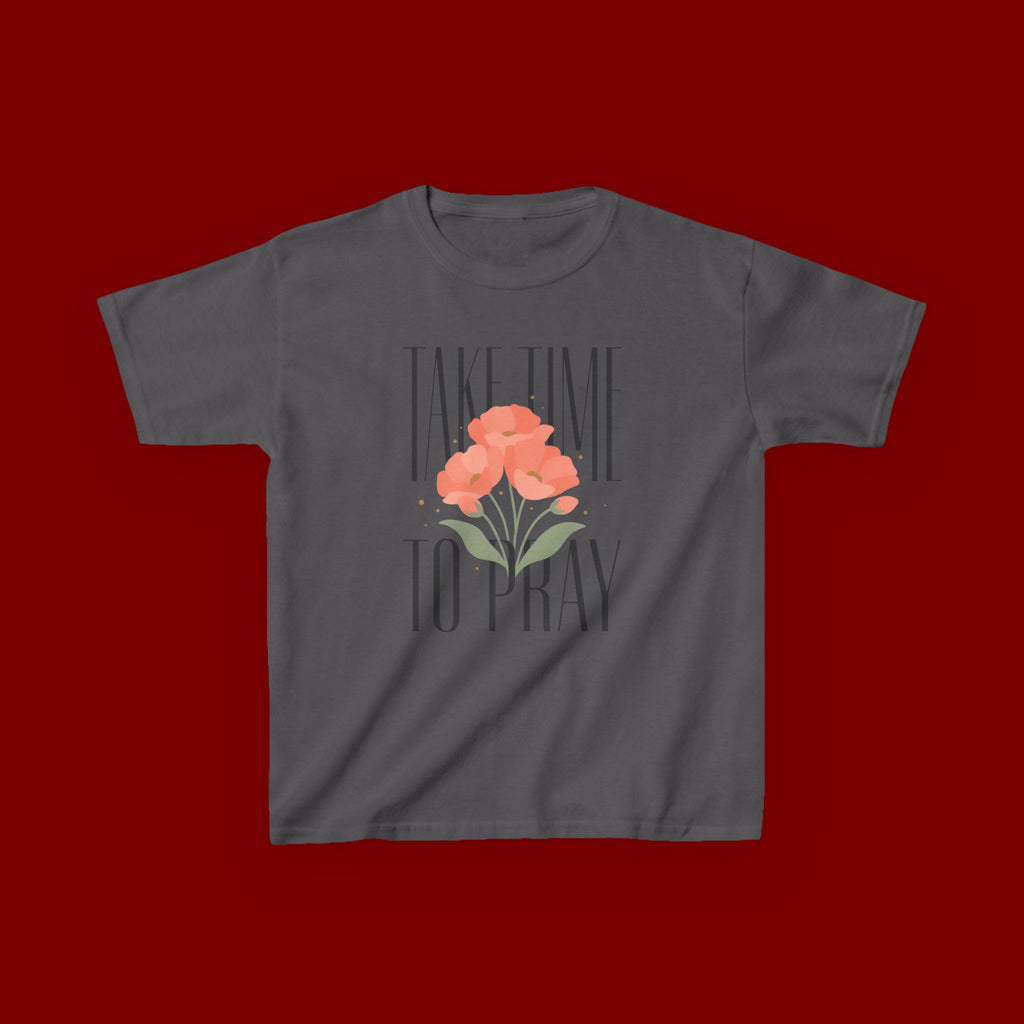 Kids Tee — "Take Time to Pray" Floral Christian Shirt