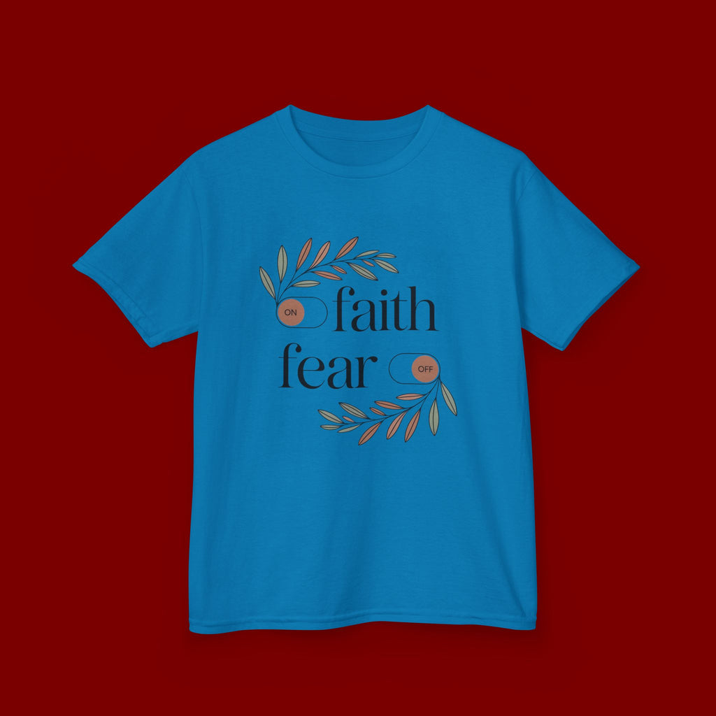 Faith Over Fear Kids T‑Shirt — Floral Inspirational Tee for Boys & Girls