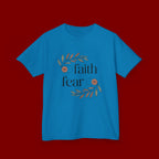 Faith Over Fear Kids T‑Shirt — Floral Inspirational Tee for Boys & Girls