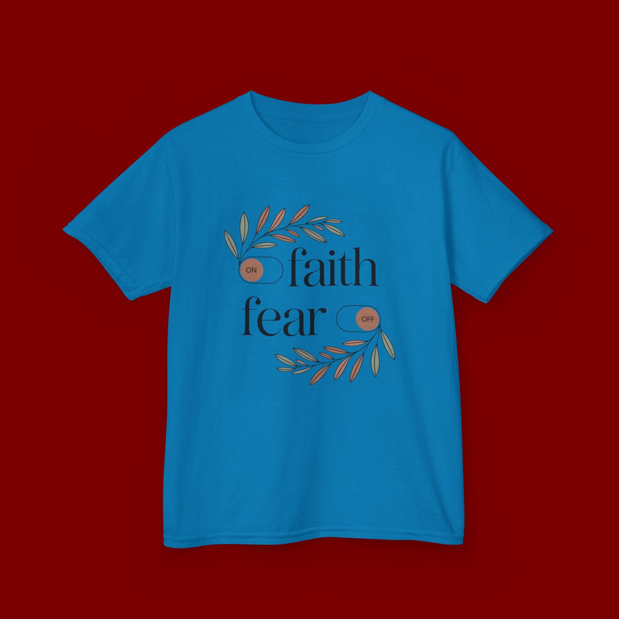 Faith Over Fear Kids T‑Shirt — Floral Inspirational Tee for Boys & Girls