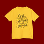 Kids T‑Shirt — "God Will Add Strength to Your Strength" Inspirational Faith Tee